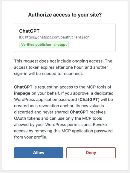 WordPress 对 ChatGPT 的授权页